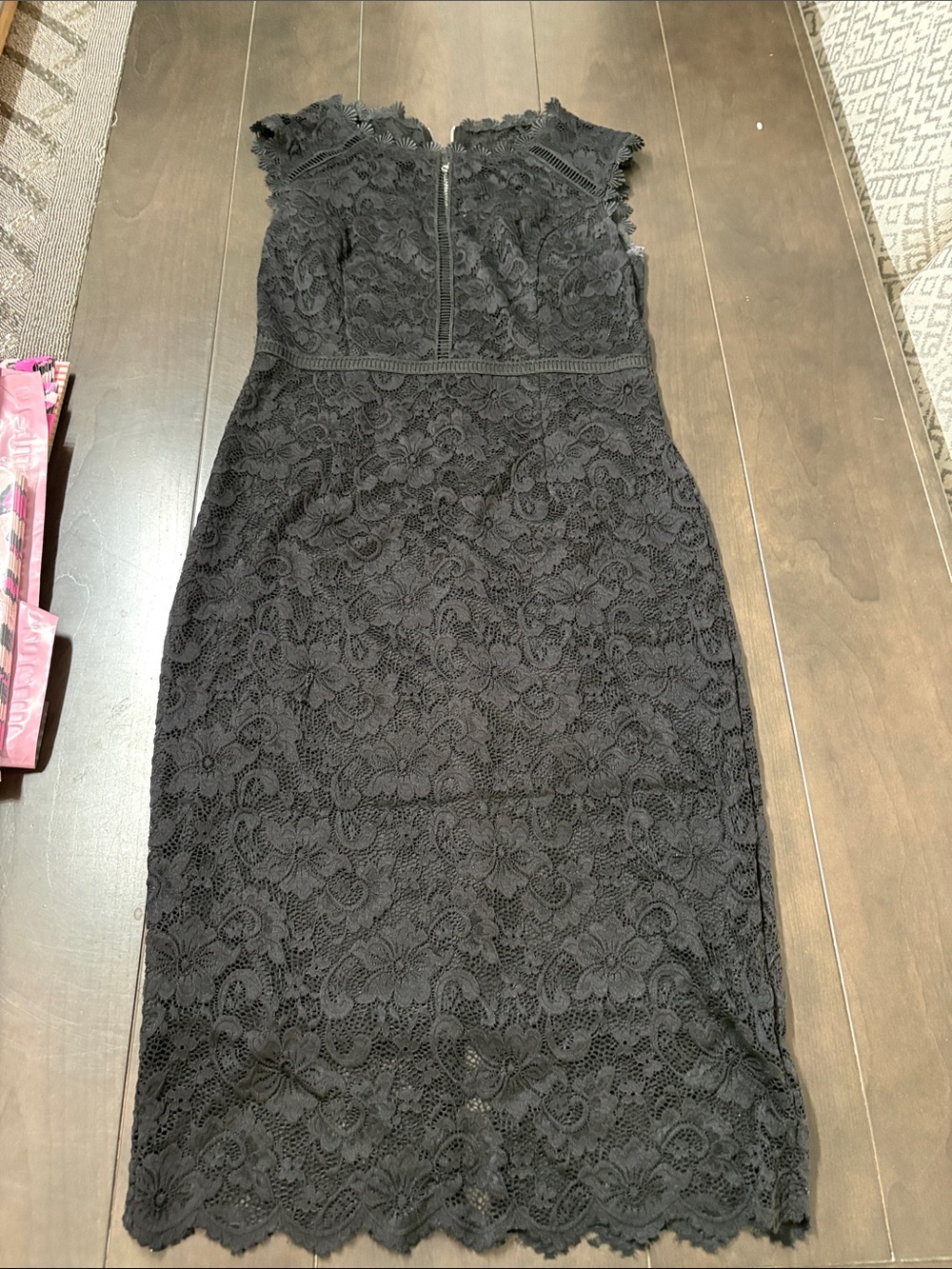 VfEmage Black Lace Midi Dress